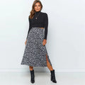 New Sexy Leopard Print Chiffon Split Skirt Casual Fashion Long Skirts for Women Spring Summer Zip Elegant Female Skirt