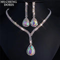 Luxury Big Butterfly Pendant Flower Crystal Bridal Jewelry Sets Women Statement Gold Color Necklace Earrings Set For Wedding