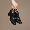 2025 Spring/Autumn Women Party Prom Chunky Heel Pumps Genuine Leather Pumps Square Toe Loafers Woman High Heels Shoes for Women