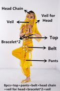 Dress Bollywood Girls Children Belly Dancer Belt Pants Veil Accessories for Wings Kids Mask Bollywood Dress Girls Belly dance Costume Set 2-8Pieces