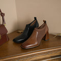 2025 Spring/Autumn Women Party Prom Chunky Heel Pumps Genuine Leather Pumps Square Toe Loafers Woman High Heels Shoes for Women
