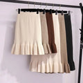 2021 Autumn Winter Elegant High Waist Women Mermaid Skirt Solid Color Lady Office Wear Knitted Skirt Female Pleated Skirts