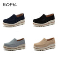 Women's Loafers Flat Genuine Leather Women's Genuine Leather Loafers Slip-On Round Toe Navy Platform Flat Shoes Spring Autumn Casual