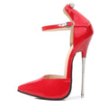 Crossdresser Rivet Pointed Toe PUNK Shoes Woman 16cm Super Thin High Heels Wedding Pumps Bridal Stiletto Nightclub Tacones Mujer