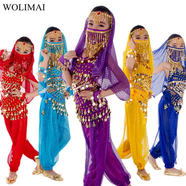 Dress Bollywood Girls Children Belly Dancer Belt Pants Veil Accessories for Wings Kids Mask Bollywood Dress Girls Belly dance Costume Set 2-8Pieces