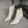 Ankle Boots Warm Wedding Krazing Pot Big Size 42 Cow Leather Pointed Toe High Heels Chic Design Concise Winter Spring Shoe Dress Warm Wedding Ankle Boots