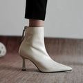 Ankle Boots Warm Wedding Krazing Pot Big Size 42 Cow Leather Pointed Toe High Heels Chic Design Concise Winter Spring Shoe Dress Warm Wedding Ankle Boots