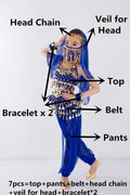 Dress Bollywood Girls Children Belly Dancer Belt Pants Veil Accessories for Wings Kids Mask Bollywood Dress Girls Belly dance Costume Set 2-8Pieces