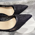 12cm sexy Women's high-heeled shoes with mesh lace, thin high-heeled shoes, narrow pointed, sexy, party use, black and white