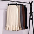 2021 Autumn Winter Elegant High Waist Women Mermaid Skirt Solid Color Lady Office Wear Knitted Skirt Female Pleated Skirts