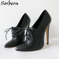 Sorbern Fashion Lace Up Women Pump High Heels 14Cm Stilettos Lace Up 16Cm Pointed Toe Heels For Women Pumps Women Shoes