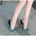 Hot ! Serpentine Pattern Shoes Women's 16cm Heels 2024 Metal Stiletto High Heels Sexy Snake Print Female Shoes 46