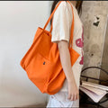 Canvas Bag High Quality Reusable Shopping Shoulder Bag Women Simple Casual Daily Use Handbag Totes Female Portable Folding Purse