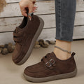 Women's Retro Flat Casual Shoes，Double Metal Buckle Design Loafers，Thick Sole Walking Shoes ， Women's Comfortable Daily Shoes