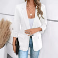 Blazer Women 2026 Casual Autumn Winter Fashion Solid-Color Versatile Pocket Long-Sleeved Suit Women Clothing