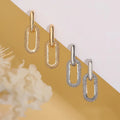 Gold Color Dangle Earrings with Shiny Zircon Decor Elegant Minimalist Double Loop Design Hoop Earrings Jewelry Gift for Women