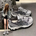 Women Retro Hiking Sneakers Mesh Patchwork Thick Platform Shoes Non-slip Lug Sole Ladies Outdoor Trekking Trainers Vintage Lace
