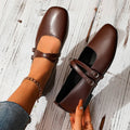 Classic Retro Mary Jane Flat Shoes Fashionable New Women'S Casual Shoes Square Toe Straight Buckle Shallow Mouth Work Shoes