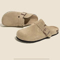 New Retro Fashion Women's Shoes Solid Color Soft Soled Slingback Shoes Round Toe Thick-Soled Suede Clogs Sandals Outdoor Beach
