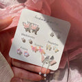 Korean Delicate Candy Sweet Resin Holiday Flower Stud Earrings Set For Women Girls Charm Piercing Jewelry Y2K Gifts Dropship
