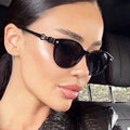 Korean-style fashionable round-frame sunglasses with a bow-shaped design for women
