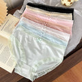 4Pcs Women Ice Silk Lace Seamless Low Rise Panties Solid Color Quick Drying Underpants Cute Bowknot Briefs Female Sexy Lingerie