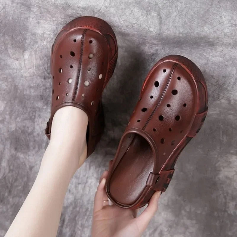 Woman Slippers Thick Platform Sandals Outside Slides Casual Shoes for Women New Style Natural Skin On Sale High Quality