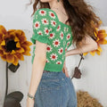 Embroidered Floral Crochet Top Puff Sleeve Square Neck Openknit Floral Crop Blouse Summer Women Teen-girl Fairycore Outfit