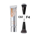 30ml DPDP Long-wear Liquid Foundation with F4 Dual-ended Makeup Brush Set - Base Cosmetic Applicator for Long Lasting Coverage
