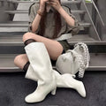 Autumn and Winter New Knee High Boots Women Designer Heel High Black Boots Women's Leather Boots Plus Size 35-42 Botas De Mujer