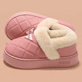 Pu Leather Waterproof Thick Bottom Plush Slippers Women Warm Anti Slip Platform Cotton Padded Shoes Soft Sole Fluffy Snow Boots