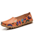 2025 Spring women genuine leather shoes slip on ballet women flats print woman shoes 4 colors moccasins loafers shoes
