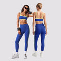 Women High Waist Yoga Leggings Side Bicolor Stripes Design High Stretch Opaque Soft Breathable Workout Pants