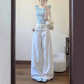 Ladies High Waist Straight Leg Jeans Winter Women Wide-leg Denim Pantalons Spring Female High End Loose Cowboy Trousers