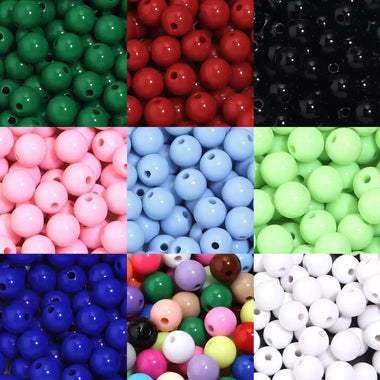 10-100Pcs/Lot 6-20mm Solid Color Round Acrylic Beads Loose Spacer Beads For Jewelry Making DIY Bracelet Necklace Accessories