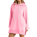 Women Hoodie Dress Slit Hem Drawstring Loose with Big Pocket Hooded Pullover Mid Length Top Commuting Dating Sport HoodieCYXX385