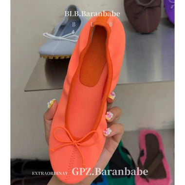 Cute Bowknot Women Ballet Flats Ladies Round Toe Flat Shallow Shoes Woman Casual Walking Driving Loafers Blue Espadrilles