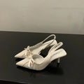 2025 Spring New French Baotou Sandals Fashionable and Sexy Bow High Heels with a Sharp Point Shallow Mouth Stiletto Sandals
