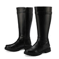 2025 Fashion Women  High boots Round Toe Thick Heels  Zipper Belt Buckle Plus Size 46 47 48 Leisure Daily Shoes riding boots