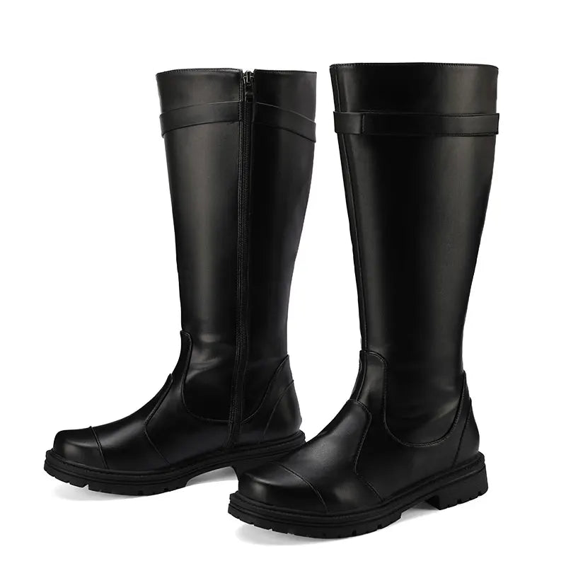 2025 Fashion Women  High boots Round Toe Thick Heels  Zipper Belt Buckle Plus Size 46 47 48 Leisure Daily Shoes riding boots