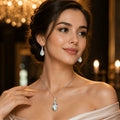 Ladies' elegant colorful water droplet earrings necklace jewelry set, suitable for daily wear, holiday party gifts