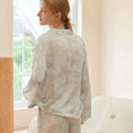 2025 Satin Cardigan Loungewear Dream Blue Elegant Printing Long-sleeved Pajamas Cotton Silk Long Pants Sleepwear 2 Piece Sets