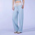 High-Waisted Color-Block Straight-Leg Sports Pants for Women, Loose Fit with Drawstring, Slimming Wide-Leg Yoga Pants, Casual Br