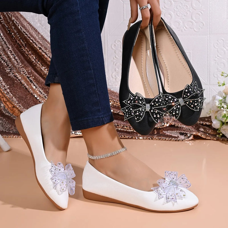 Spring and Autumn New Round Bow Elegant Work and Leisure Shoes Fashionable Hot Selling Comfortable Flat Bottom Women's Shoes
