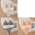 3/6pcsSeamless Bra Set, Low Rise Underwear, Leopard Print Bra, Sexy Lingerie Set, V-Neck Sports Bra, Women'S Cotton Lingerie Set