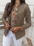 Women's Long Sleeve Slim Fit Blazer, Button Front Short Suit Jacket Office Casual Coat