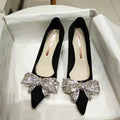 New Fashion Bowknot Pointed Toe High Heels Pumps Women's Stiletto White Pearl Bridal Wedding Shoes Banquet Party Dress Shoes
