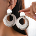 Women's Earrings Metal Personalized Hollow Circle Metal Earrings, Fashionable and High-end Women's Jewelry Accessories, Trendy Party Pendant Earrings