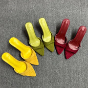 Summer New Sexy Pointed Toe Simple Women's High Heels Fashion Solid Color Casual Thin Heel Women Shoes Мюли Женские На Каблуке