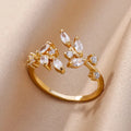 Women Stainless Steel Rings For Luxury Zircon Geometric Rings For Women Stainless Steel Gold Color Open Ring Trendy Wedding Party Aesthetic Jewerly Gift Femme